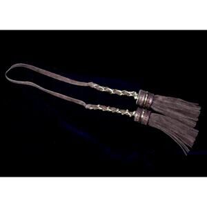 Double Brown Suede Leather & Gold Chain TASSELS for Handbag Purse Luggage FOB